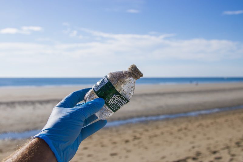 plastic litter at beach